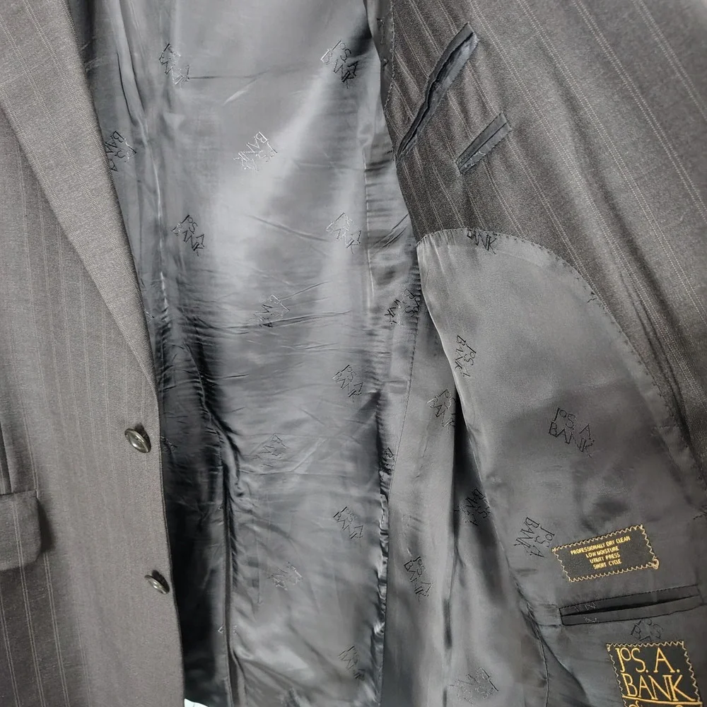 Jos A Bank Signature Gold Mens Brown Pinstripe Blazer Jacket Made in Italy 42R